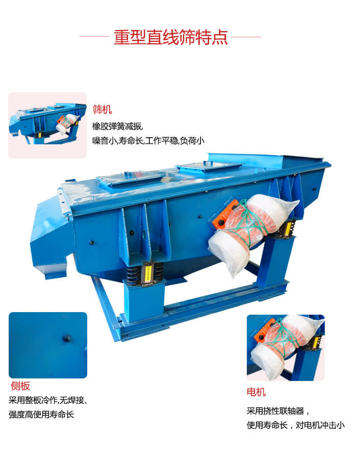 重型直線篩：篩機(jī)，側(cè)板，電機(jī)展示圖