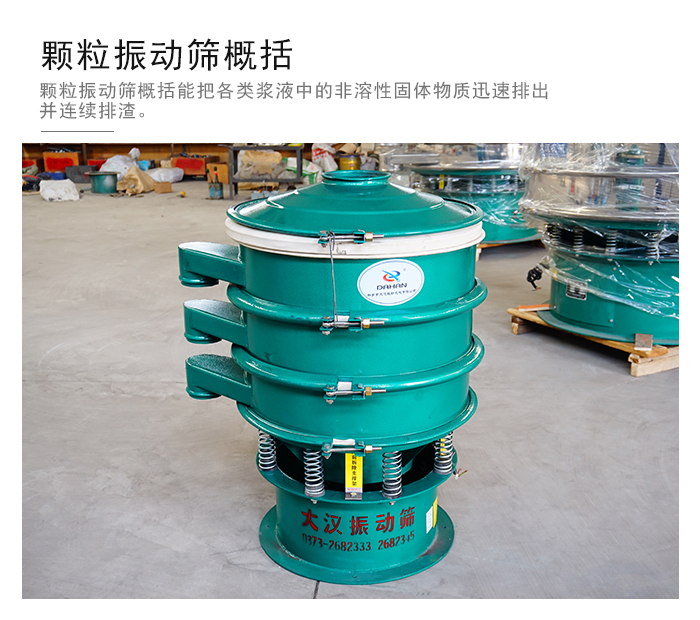 顆粒式振動篩是針對顆粒狀物料進行研發的，由于顆粒的形狀有很多的不同所以，廠家在清網裝置方面進行提升效率。